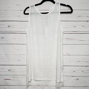 BB Dakota Roanna White Linen & Lace Tank Top